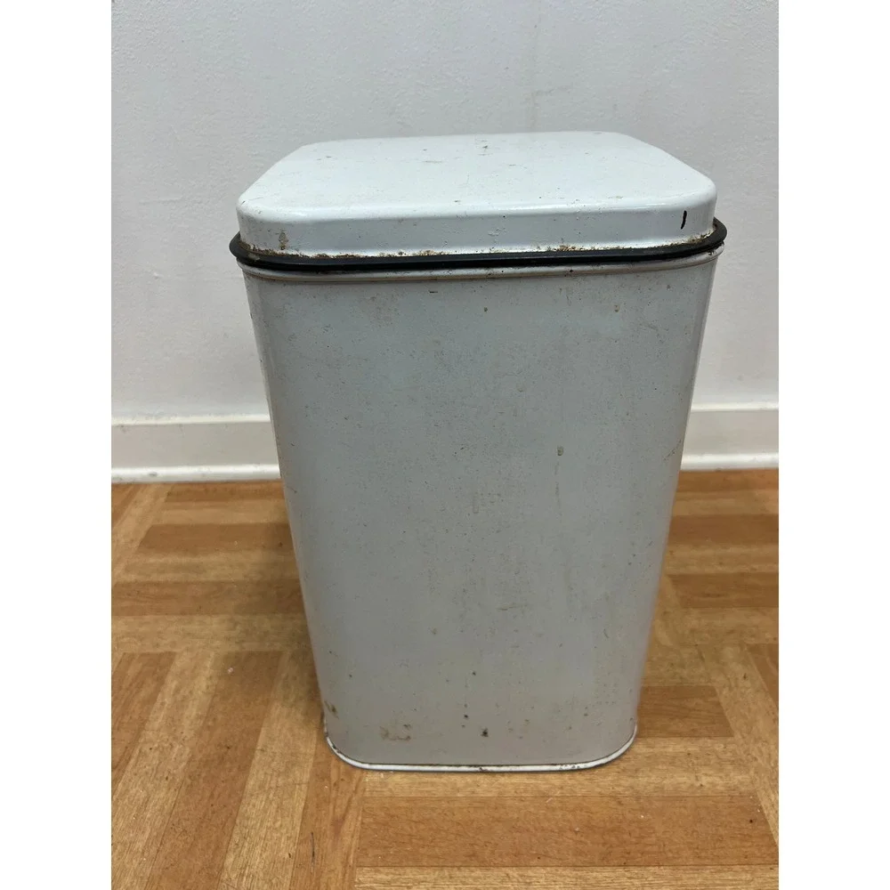 Vintage Mipro White Metal Step Trash Can Retro Industrial Kitchen Waste Bin MCM